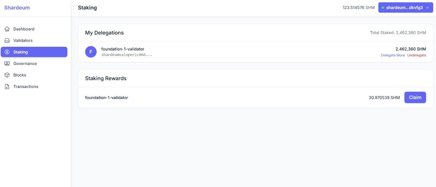 Enter how much SHM you want to delegate