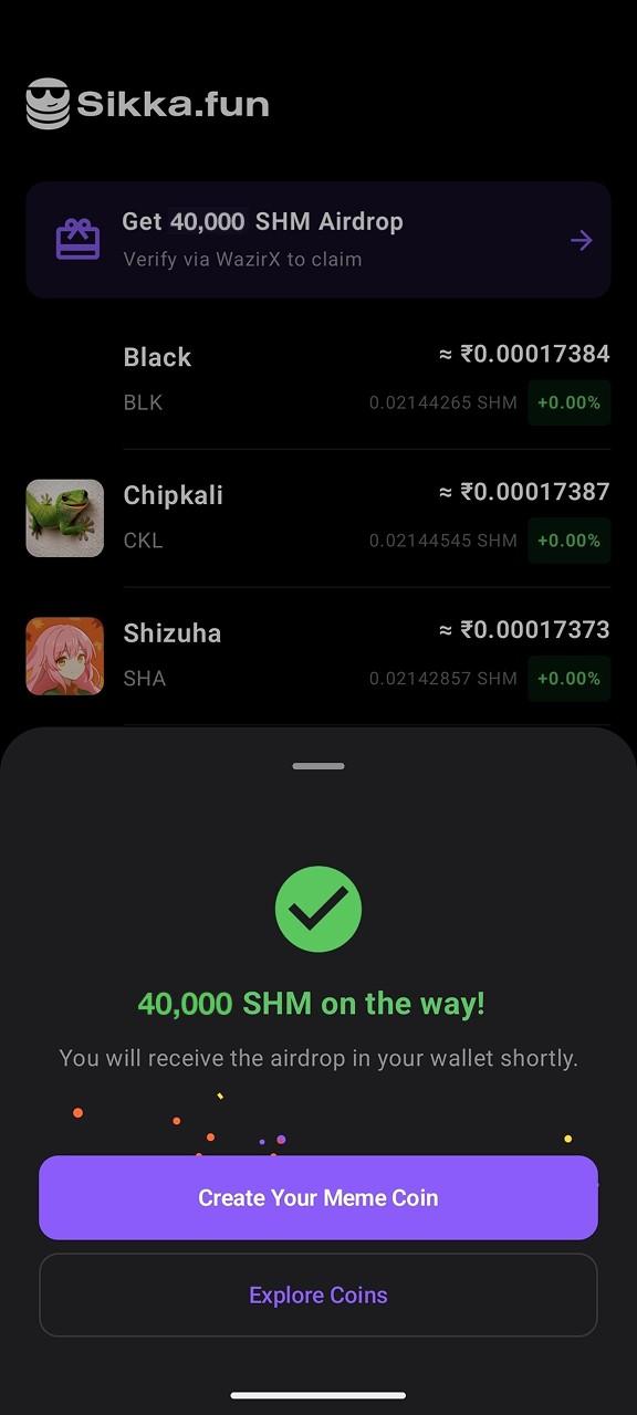 How to Claim Your 40,000 SHM on Sikka.fun app on Shardeum by WazirX users