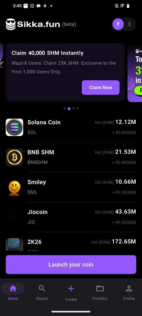 How to Claim Your 40,000 SHM on Sikka.fun app on Shardeum by WazirX users