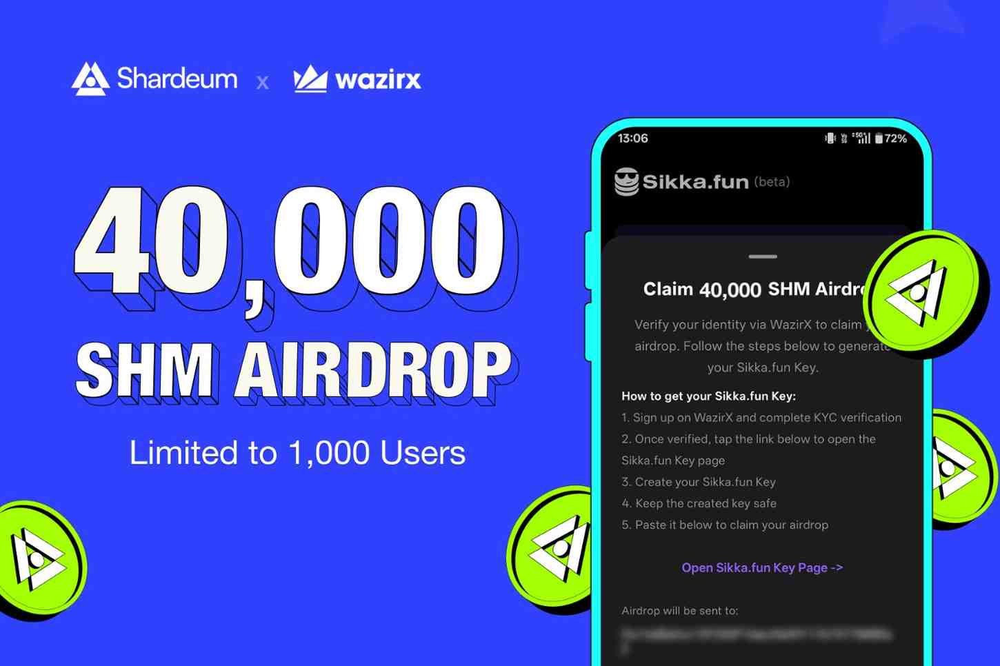 WazirX Phase 6 Airdrop: Claim 40,000 SHM and Try Sikka.fun