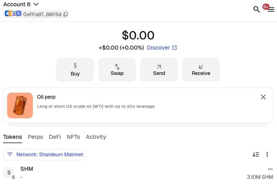 Swap Crypto to SHM With 'No Wallet Connect' route on Houdini Swap
